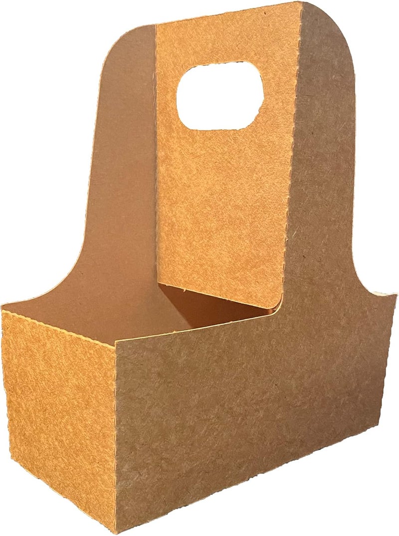 C-Store Packaging 2 Cup Drink Carrier with Handle | Kraft Paperboard Cup Holder | Disposable Cup Holder for Hot or Cold Drinks | Cup Carrier for Food Delivery Services, Uber Eats, Door Dash (50) - Image 1