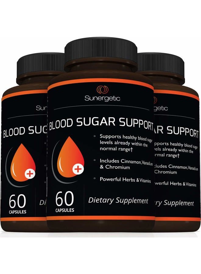 Sunergetic Premium Blood Sugar Support Supplement–Supports Healthy Blood Sugar Levels Already Within Normal Range – Includes Bitter Melon Extract, Vanadium, Chromium, Cinnamon, & Alpha Lipoic Acid-60 Capsules - Image 4
