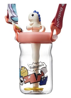 Babycare Babycare - T-Rex Toby Sippy Cup, Peach, 500 ml, BPA-Free, Leak-Proof, Non-Toxic, Easy Grip Handle, Safe for Toddlers, Spill-Proof Design, Durable, Portable, Ideal for Baby Feeding  - Image 1