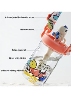 Babycare Babycare - T-Rex Toby Sippy Cup, Peach, 500 ml, BPA-Free, Leak-Proof, Non-Toxic, Easy Grip Handle, Safe for Toddlers, Spill-Proof Design, Durable, Portable, Ideal for Baby Feeding  - Image 3
