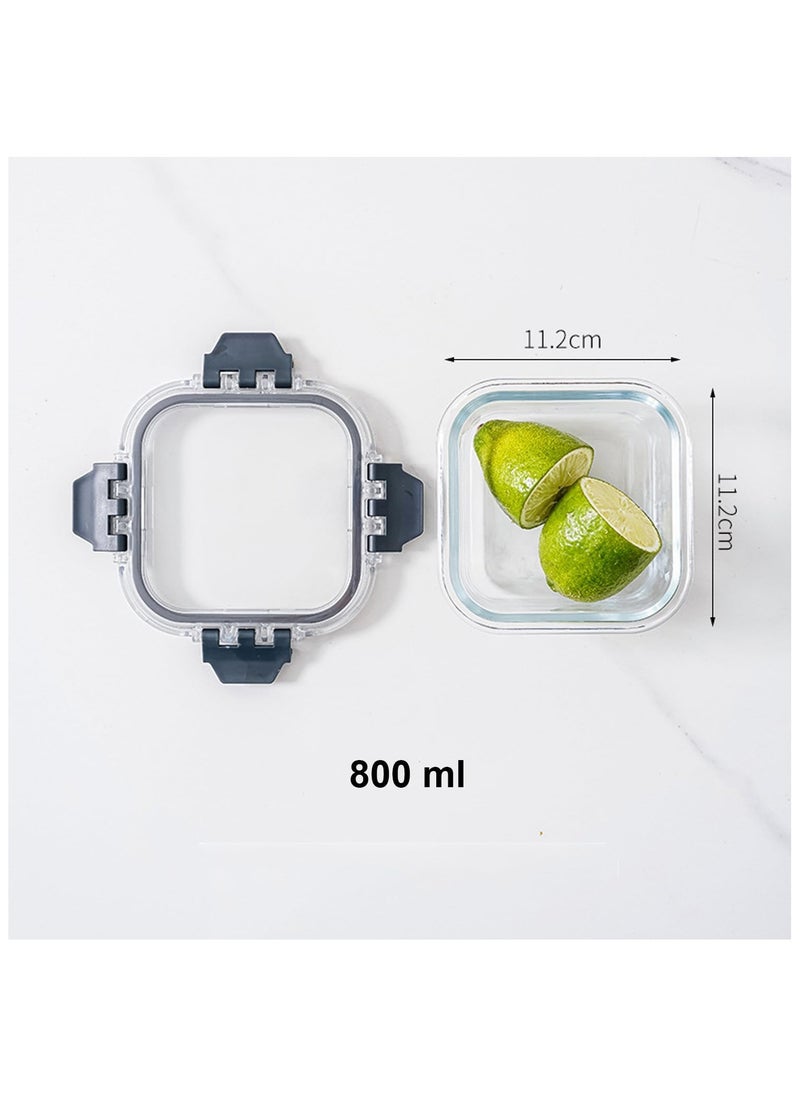 TYCOM Glass Meal Prep Containers (3 pcs Square) - Glass Food Storage Containers with Lids, Glass Lunch Box, Portion Control, Airtight, Glass Bento Box Lunch Containers- 3P Square Black  - Image 4