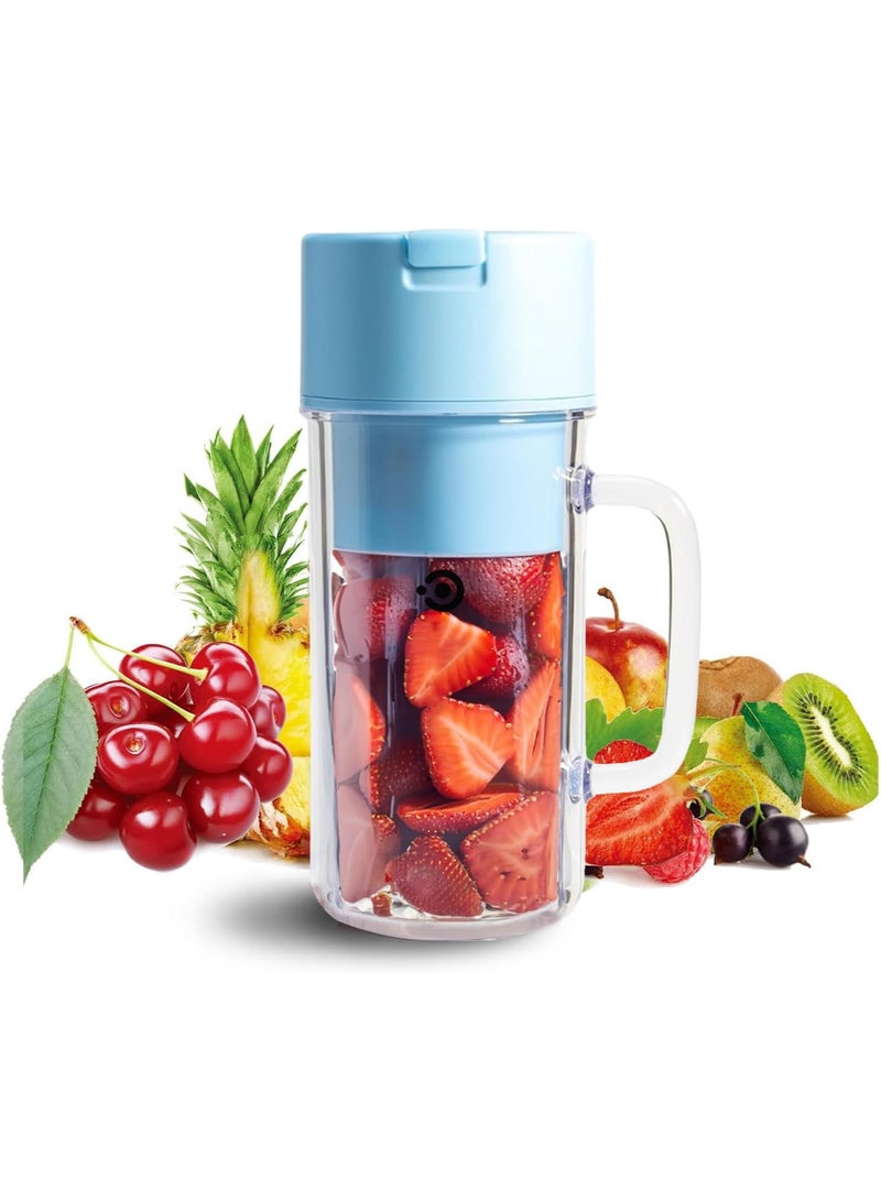 AUTOYSUR Personal Blender for Shakes and Smoothies, Portable Smoothie Blender with 10 Blades,Handle and Straw Lid - BPA Free,USB Rechargeable, Suitable for Travel, Home, Office, Gym (Blue)  - Image 1