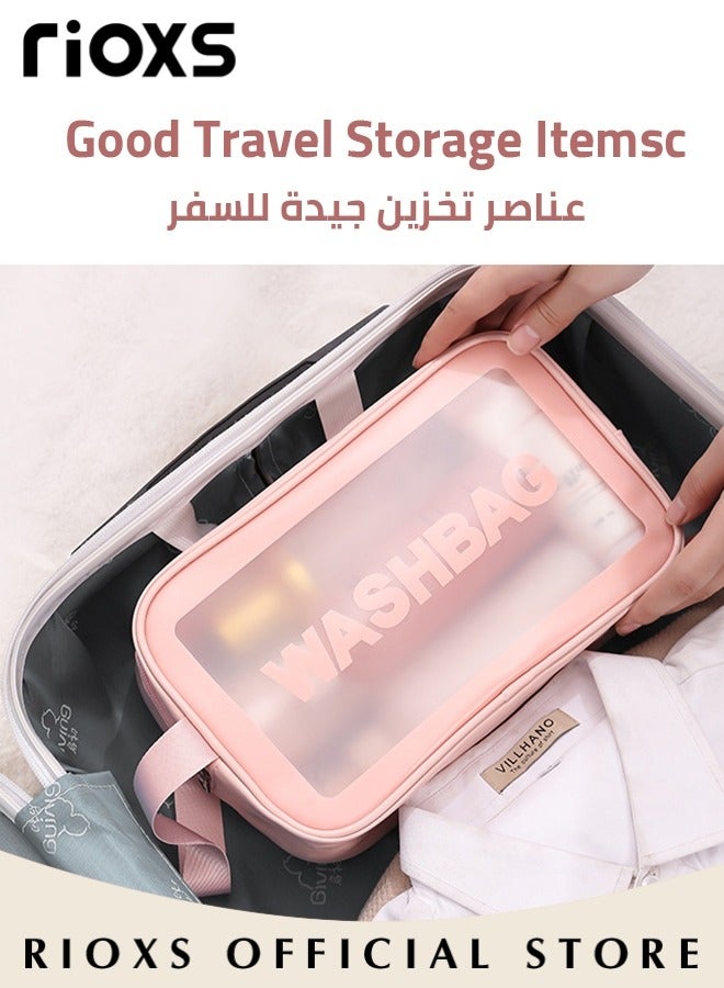6Pcs Clear Cosmetic Bag Vinyl Air Travel Toiletry Bags Bulk, Water Resistant PVC Packing Cubes with Zipper Closure & Carry Handle for Women Baby Men, Make-up brush Case Beach Pool Spa Gym Bag for Bath