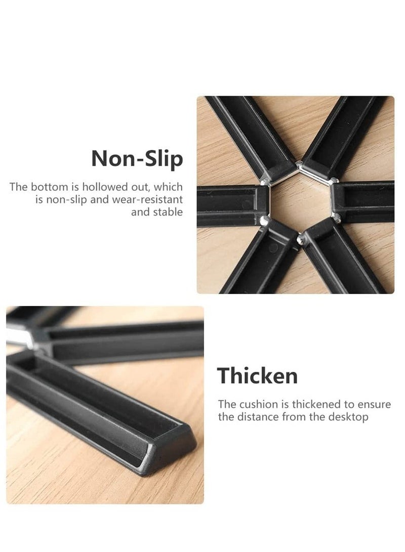 شو وو Folding Heat Insulation Pad, 3 PCS Non-Slip Heat-Insulating Placemat, Expandable Foldable Trivet Mats for Household Kitchen Restaurant Gadgets, Outdoor Dinner(Black) - Image 5