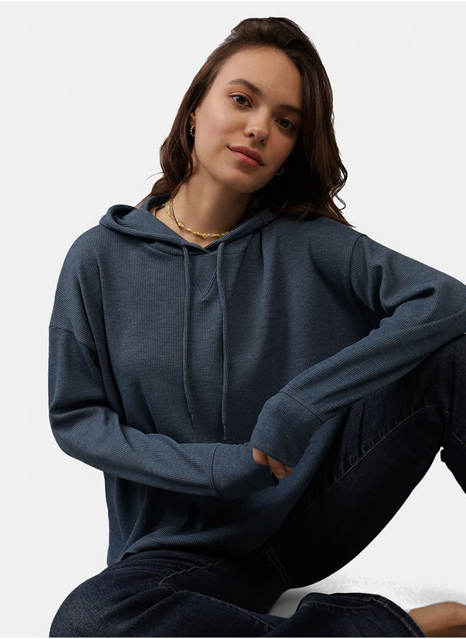 American Eagle Oversized Waffle Drawstring Hoodie  - Image 1