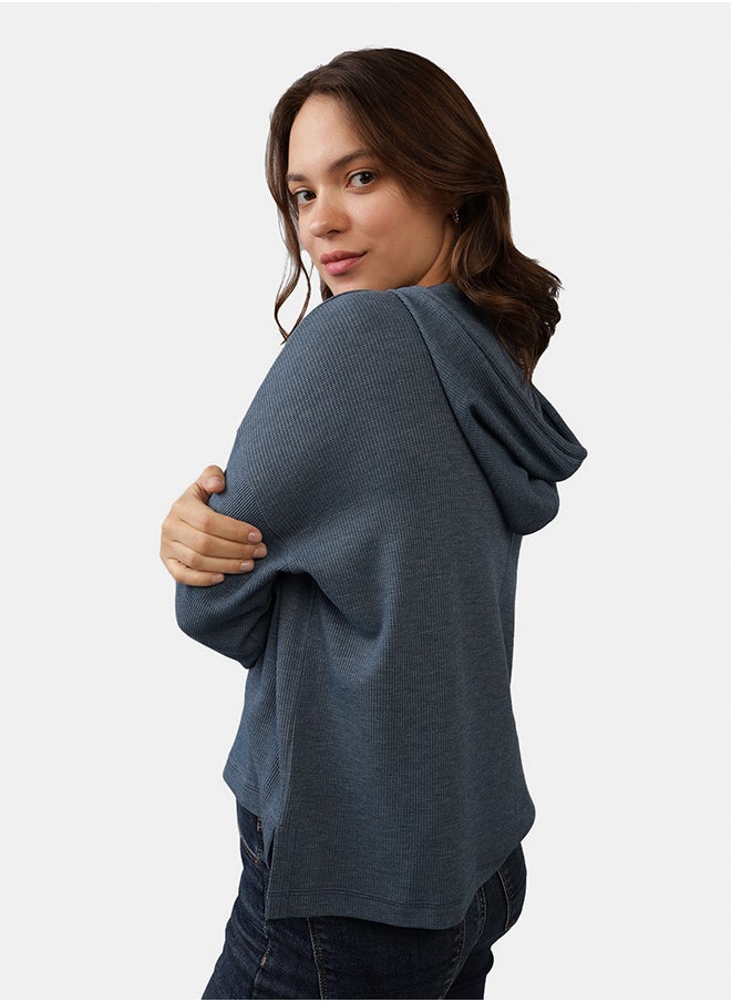 American Eagle Oversized Waffle Drawstring Hoodie  - Image 2