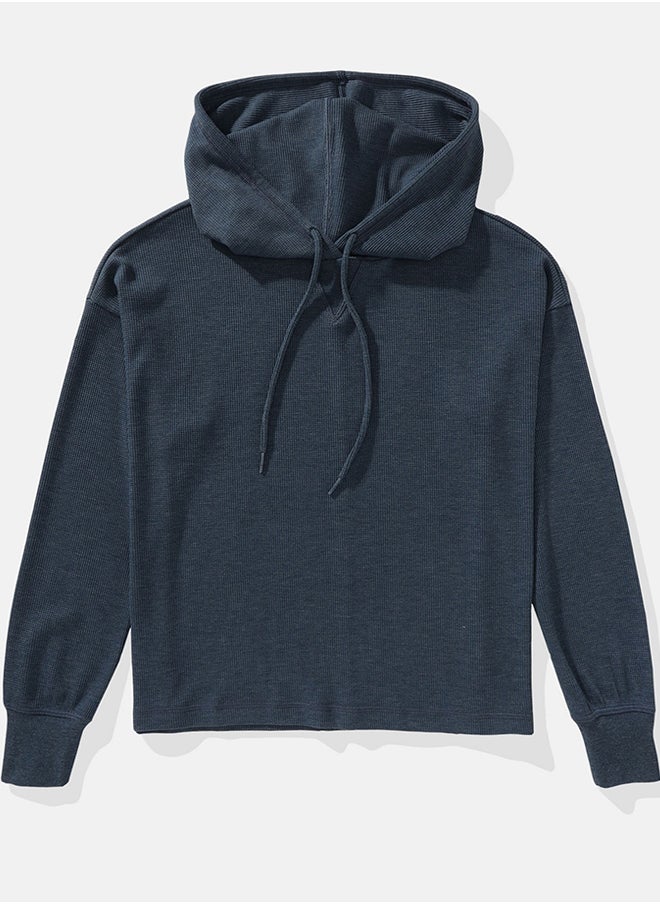 American Eagle Oversized Waffle Drawstring Hoodie  - Image 4