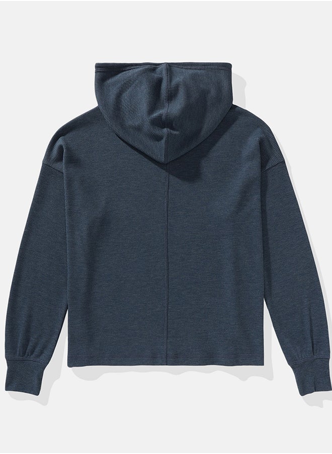 American Eagle Oversized Waffle Drawstring Hoodie  - Image 3