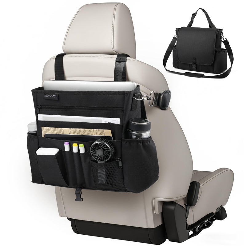 LUCMO Car Seat Organizer with Tablet and Laptop Compartment, Multiple Pockets Truck Front Seat and Backseat Organizer, Portable Large Capacity Office Bag with Adjustable Strap and Hardened Buckles - Image 2