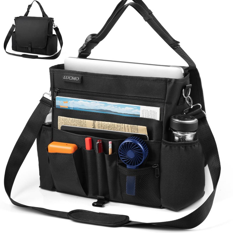 LUCMO Car Seat Organizer with Tablet and Laptop Compartment, Multiple Pockets Truck Front Seat and Backseat Organizer, Portable Large Capacity Office Bag with Adjustable Strap and Hardened Buckles - Image 1