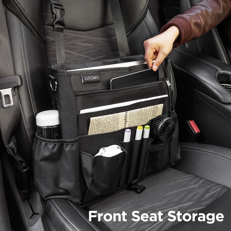 LUCMO Car Seat Organizer with Tablet and Laptop Compartment, Multiple Pockets Truck Front Seat and Backseat Organizer, Portable Large Capacity Office Bag with Adjustable Strap and Hardened Buckles - Image 3