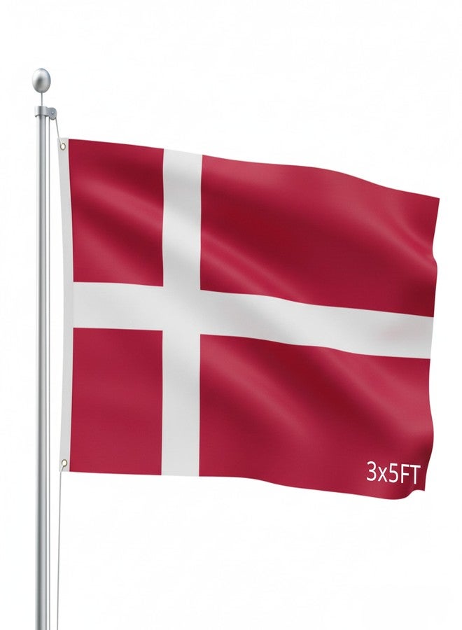 شو سترينج كينج علم دنماركي خارجي من شوسترينج كينج SSK® - كبير 3 × 5 أقدام، بوليستر مقاوم للعوامل الجوية - Image 1