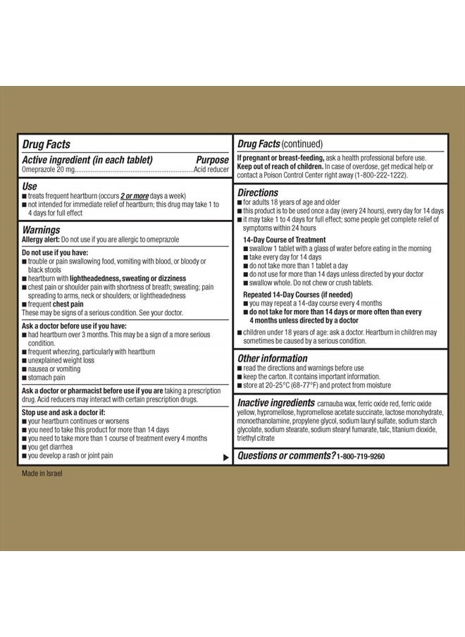 GOODSENSE - Omeprazole Delayed Release Tablets 20 Mg Stomach Acid Reducer For Frequent Heartburn Treatment 14 Count Pack Of 3 - Image 1