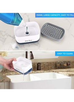 HIAS Kitchen Dish Soap Dispenser with Sponge Holder, 2-in-1 Countertop Soap Pump with Sponge, Sink Dishwashing Liquid Hand Soap Dispenser for Bathroom Kitchen - Sponge Included | 350ML  - Image 3