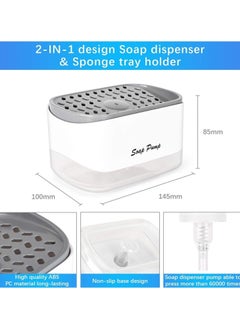 HIAS Kitchen Dish Soap Dispenser with Sponge Holder, 2-in-1 Countertop Soap Pump with Sponge, Sink Dishwashing Liquid Hand Soap Dispenser for Bathroom Kitchen - Sponge Included | 350ML  - Image 5