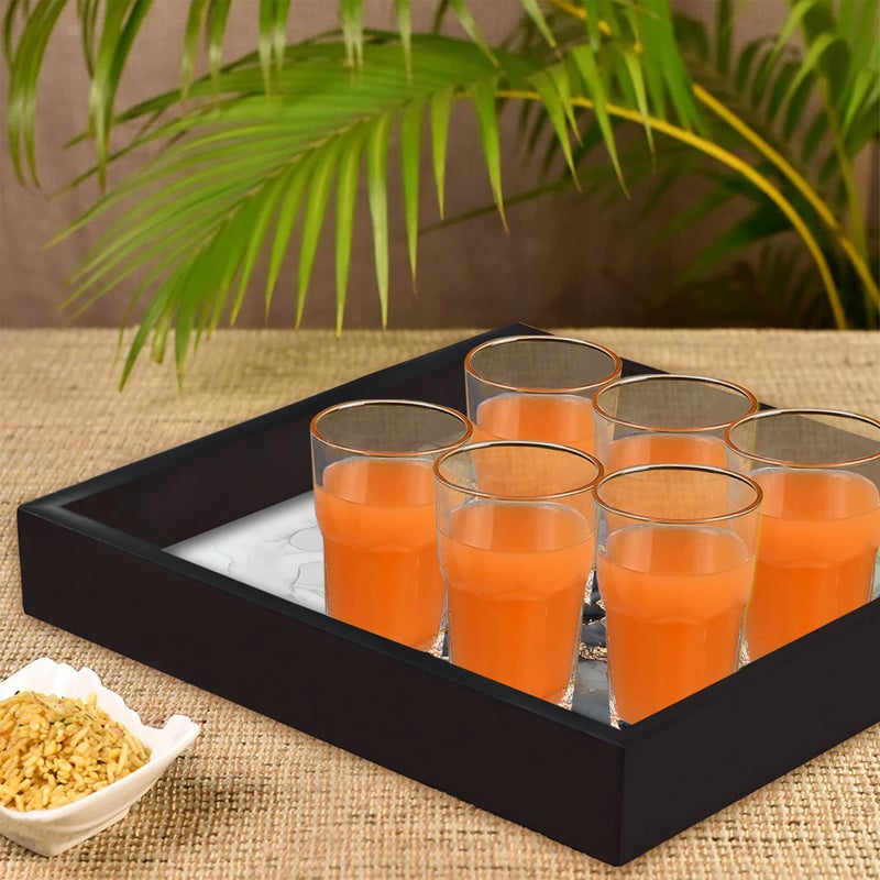 Paper Plane Design Decorative Wooden Serving Tray 12 inch Square Trays (Black_82) - Image 4