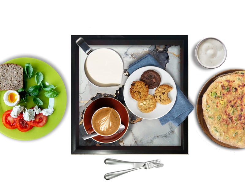 Paper Plane Design Decorative Wooden Serving Tray 12 inch Square Trays (Black_82) - Image 3