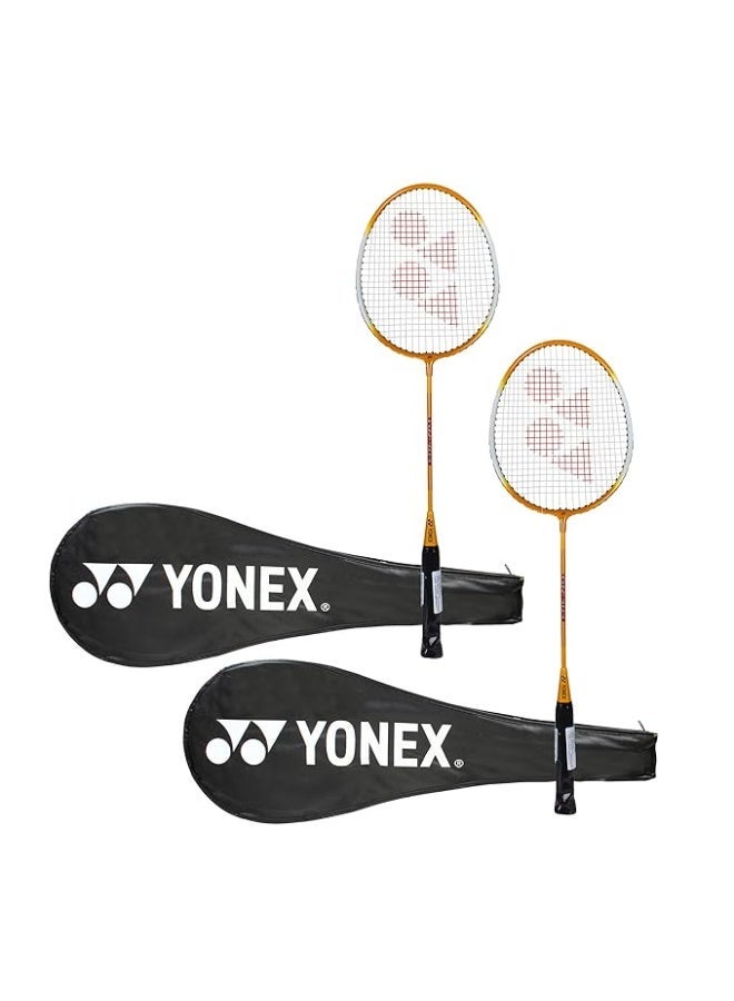 يونيكس مضرب تنس الريشة YONEX GR 303 مصنوع من مزيج الألومنيوم مع غطاء كامل (أصفر/أصفر) - طقم من قطعتين - Image 1