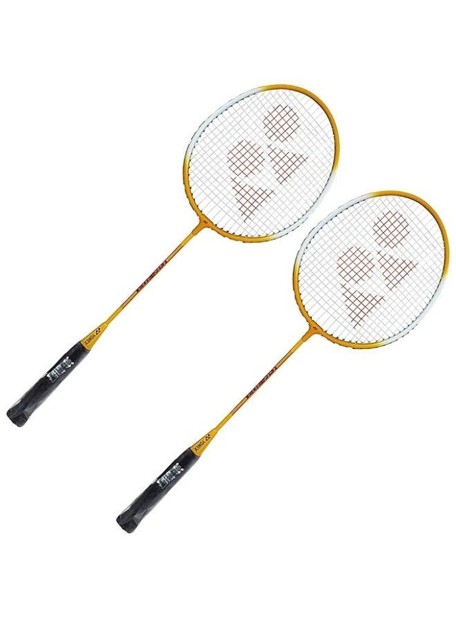 يونيكس مضرب تنس الريشة YONEX GR 303 مصنوع من مزيج الألومنيوم مع غطاء كامل (أصفر/أصفر) - طقم من قطعتين - Image 2