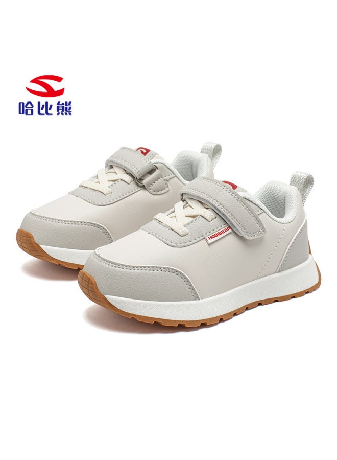 Habi Bear Leather Spring And Autumn Children's Sports Shoes Simple Casual Shoes For Small And Medium-sized Children Velcro Shoes