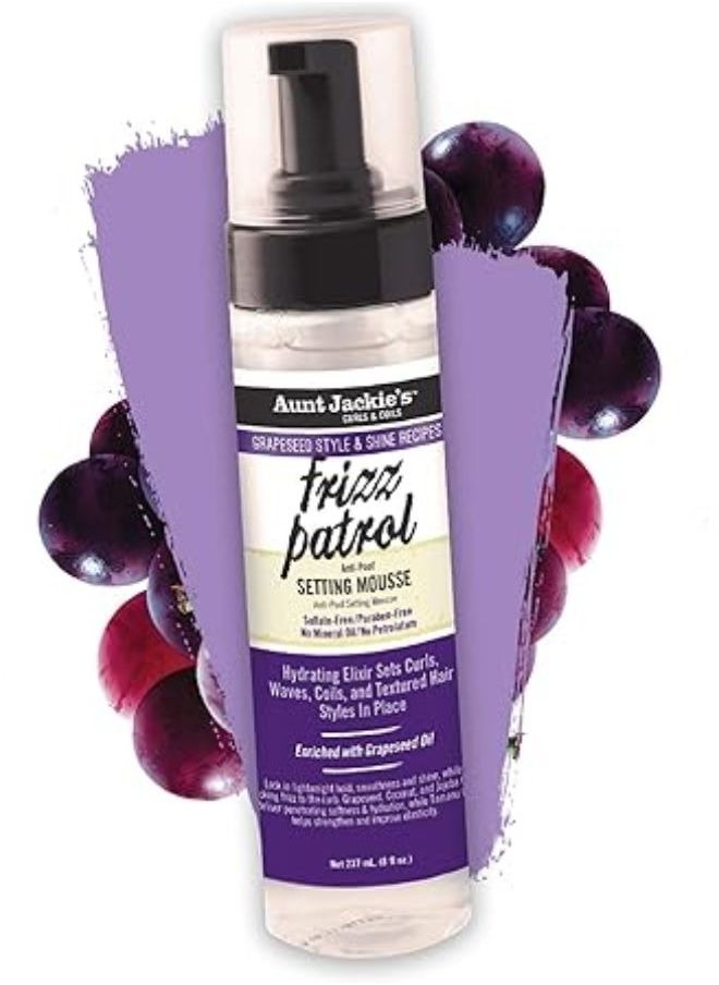Aunt Jackie's - Grape Seed Frizz Patrol Setting Mousse 244ML - Image 1