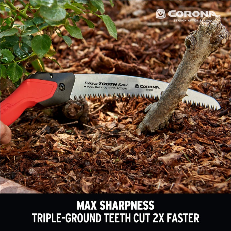 Corona Tools RazorTOOTH 10" Folding Pruning Saw â€“ 10â€³ Curved Steel Blade with Ergonomic Non-Slip Handle for Gardening, Tree Trimming, Camping, Biking & Backpacking - Image 3