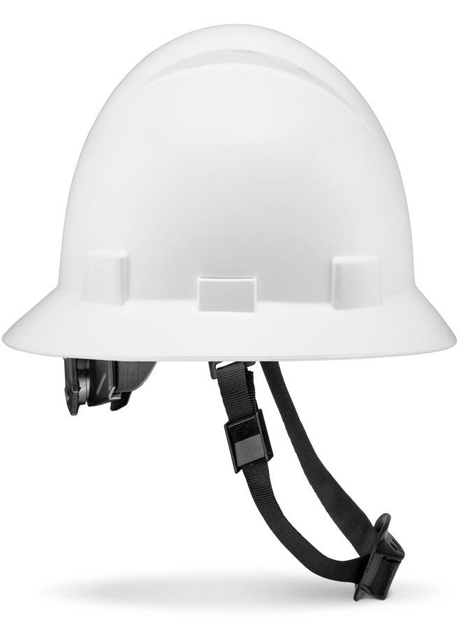 ACERPAL Full Brim Non Vented Solid White Hard Hat with 6 Point Suspension - Image 1