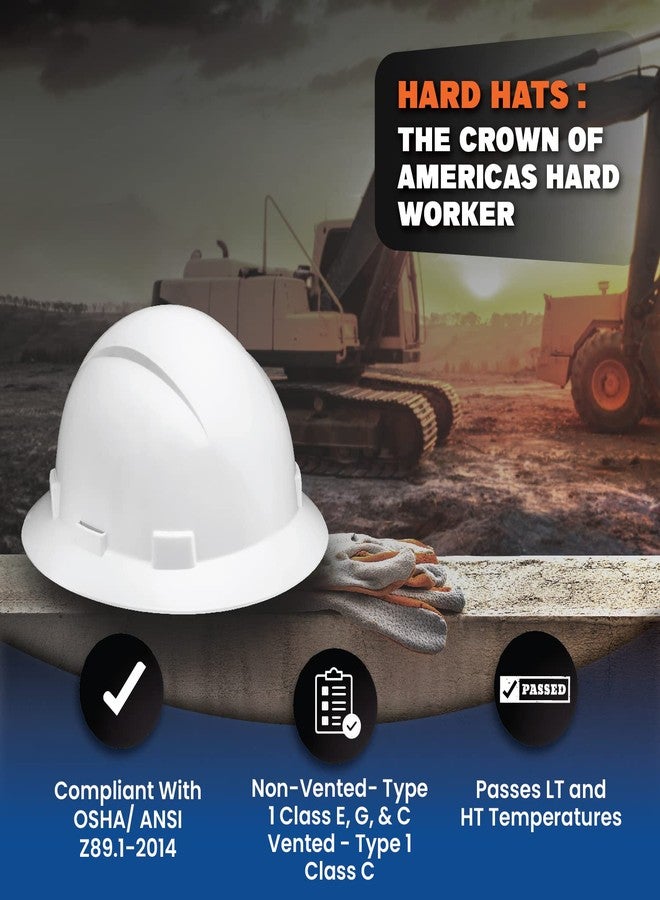 ACERPAL Full Brim Non Vented Solid White Hard Hat with 6 Point Suspension - Image 5