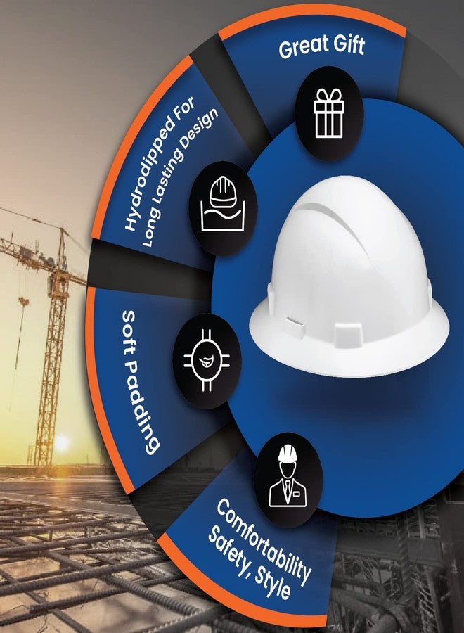 ACERPAL Full Brim Non Vented Solid White Hard Hat with 6 Point Suspension - Image 4