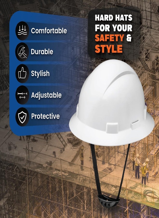 ACERPAL Full Brim Non Vented Solid White Hard Hat with 6 Point Suspension - Image 2