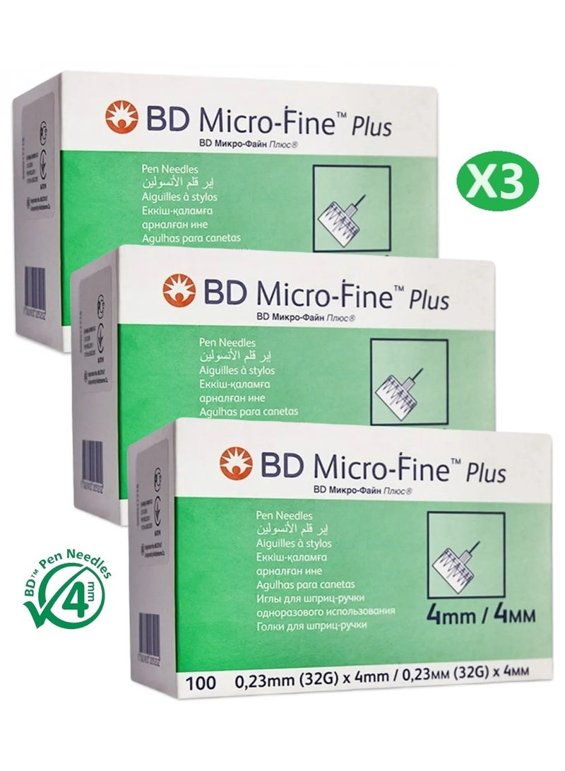 BD Micro-Fine Plus Insulin Pen Needle 32G X 4Mm 100's (3 Pack) - Image 1