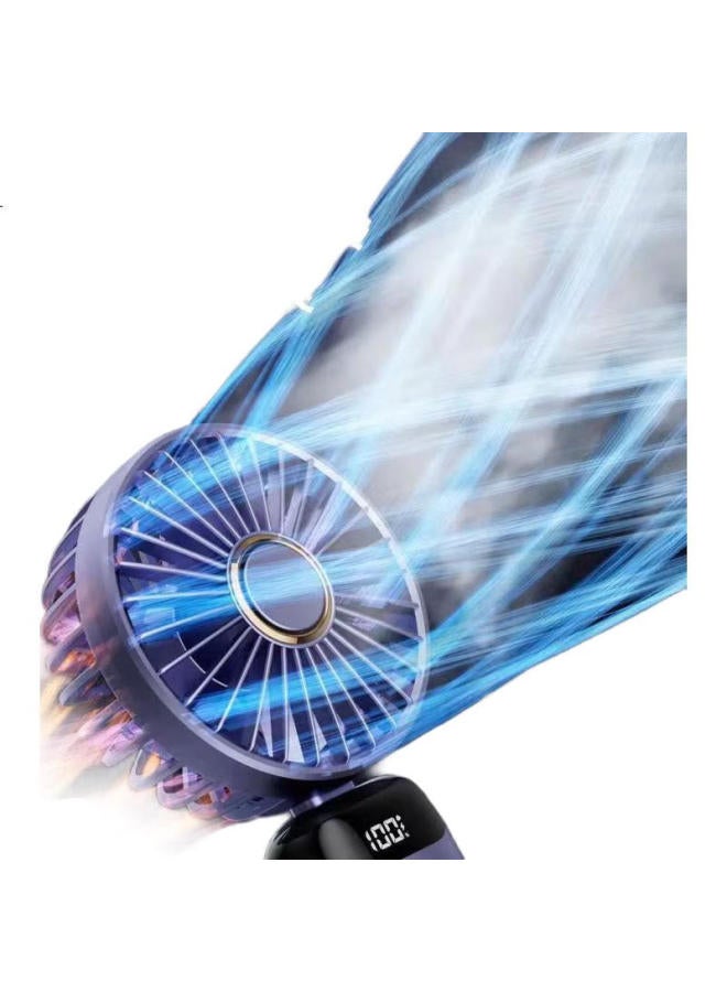 Hboalg Portable Mini Fan With Foldable Stand Usb Mini Fan Multi-Function Digital Display Long Standby Student Dormitory Office Charging Portable Small Fan Blue - Image 2