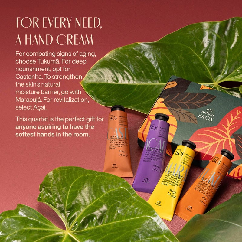 Natura - Ekos Hand Cream Quartet Variety Pack, 4 Creams - Passion Fruit, Brazil Nut (Castanha), TukumÃ£, AÃ§aÃ­ Hand Cream - Vegan Skin Care - Brazilian Beauty Secrets - Travel Size - 1.41oz (40g) - Image 2