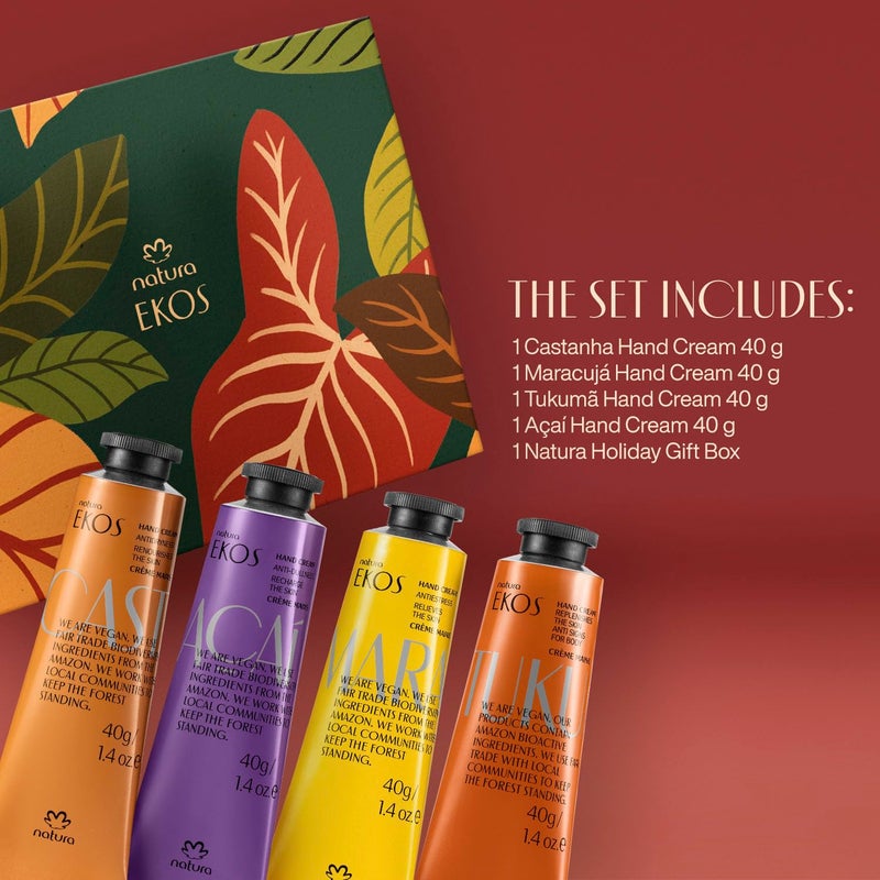 Natura - Ekos Hand Cream Quartet Variety Pack, 4 Creams - Passion Fruit, Brazil Nut (Castanha), TukumÃ£, AÃ§aÃ­ Hand Cream - Vegan Skin Care - Brazilian Beauty Secrets - Travel Size - 1.41oz (40g) - Image 3