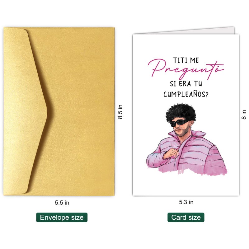 Chenive Bad Bunny Birthday Card for Friends, Happy Birthday Card for Him Her, Bad Bunny Card In Spanish, Feliz Cumpleanos - Image 2