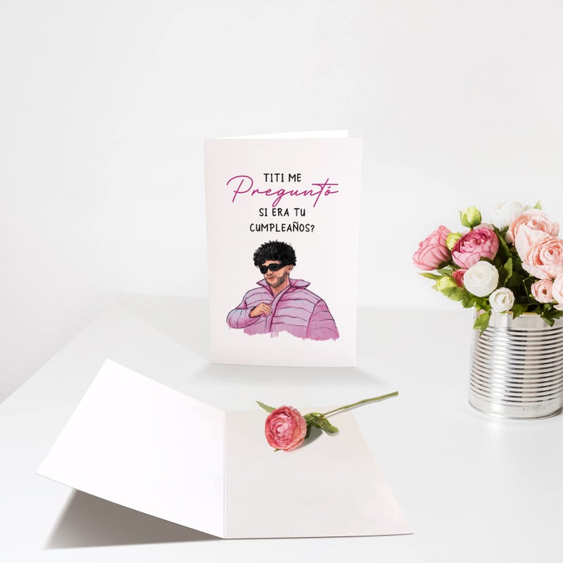 Chenive Bad Bunny Birthday Card for Friends, Happy Birthday Card for Him Her, Bad Bunny Card In Spanish, Feliz Cumpleanos - Image 3