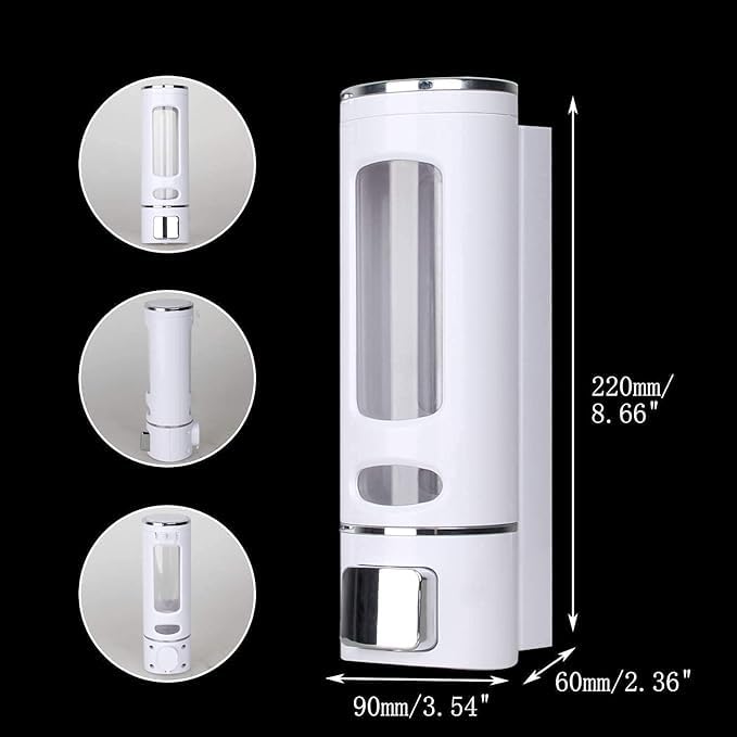 METWIN ABS Plastic Wall Mounted Soap Shampoo Conditioner Hand Wash Gel Dispenser Liquid Soap Sanitizer Dispenser for Bathroom Basin Kitchen Sink 400 ML White Pack of 2 - Image 5