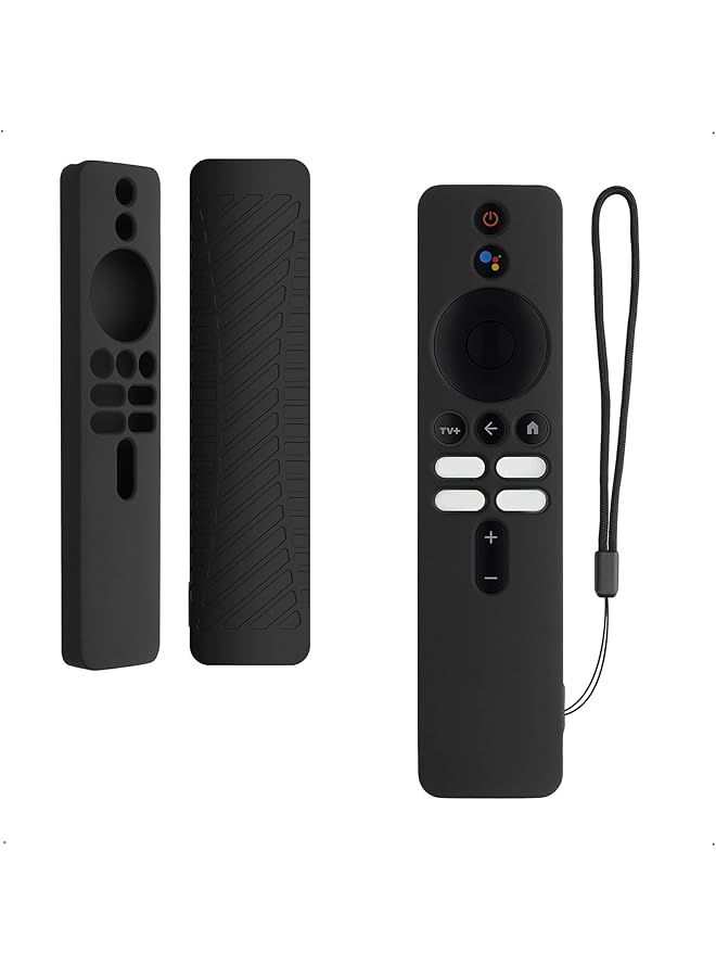 أكس سبرينج غطاء جهاز التحكم عن بعد أسود، جراب واقٍ من السيليكون لجهاز التحكم عن بعد 4K TV Mi Box 2Nd Stick جهاز التحكم عن بعد غطاء واقٍ من السيليكون مضاد للانزلاق مع حزام - Image 1