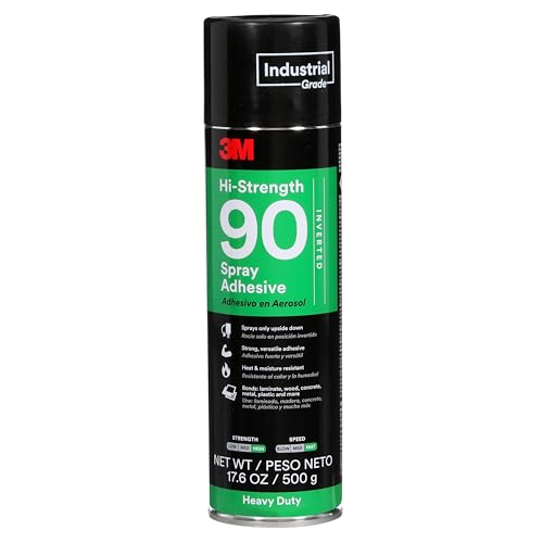 3M HiStrength 90 Spray Adhesive Permanent Bonds Laminate Wood Concrete Metal Plastic Clear Glue Net Wt 176 oz Will Spray Upside Down Only - Image 1