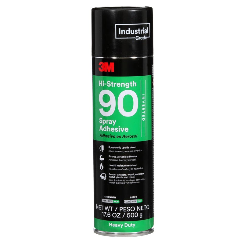 3M HiStrength 90 Spray Adhesive Permanent Bonds Laminate Wood Concrete Metal Plastic Clear Glue Net Wt 176 oz Will Spray Upside Down Only - Image 2