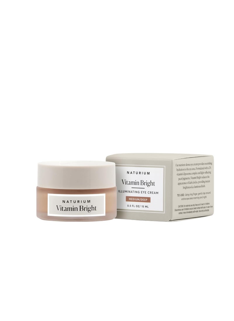 NATURIUM Naturium Vitamin Bright Illuminating Eye Cream, Under Eye Repair Cream for Dark Circles, with Vitamin K, Phyto-Complex, & Mineral Pigments, Medium/Deep, 0.5 oz  - Image 1