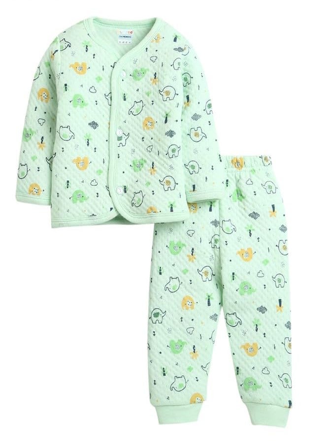 BUMZEE Sea Green Boys Full Sleeves Polyfill Winter Wear Set Age - 6-9 Months (Peb9818D-sgn) - Image 1