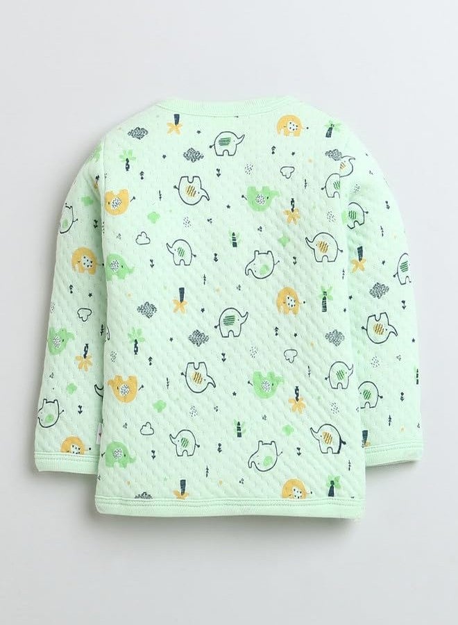 BUMZEE Sea Green Boys Full Sleeves Polyfill Winter Wear Set Age - 6-9 Months (Peb9818D-sgn) - Image 3