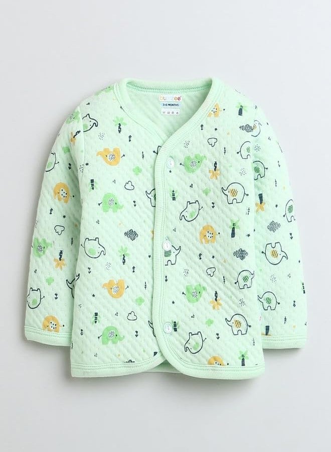 BUMZEE Sea Green Boys Full Sleeves Polyfill Winter Wear Set Age - 6-9 Months (Peb9818D-sgn) - Image 2