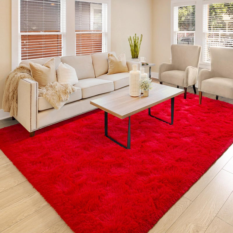 BENRON Plush Red Fluffy Rug Ultra Soft Rugs for Living Room Shag Bedroom Rug Non-Slipping Nursery Kids Rug 4x6 Area Rug for Girls Boys Room Decor Indoor Carpets Washable - Image 3