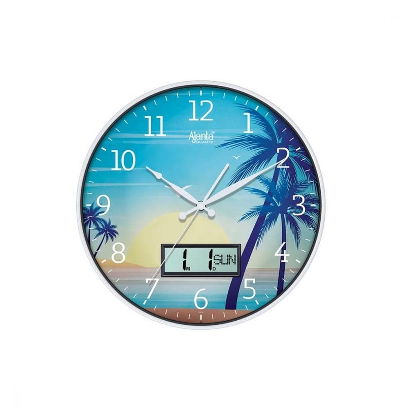 Ajanta 6097 White Designer Wall Clock | 36.7 cm Silent Sweep | Dome Glass | Premium Modern Home & Office Decor | 1-Year Warranty - Image 1