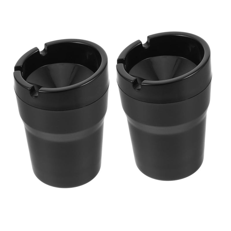 2pcs Portable Car Ashtrays With Lid Smokeless Design Fit Cup Holders - Image 2