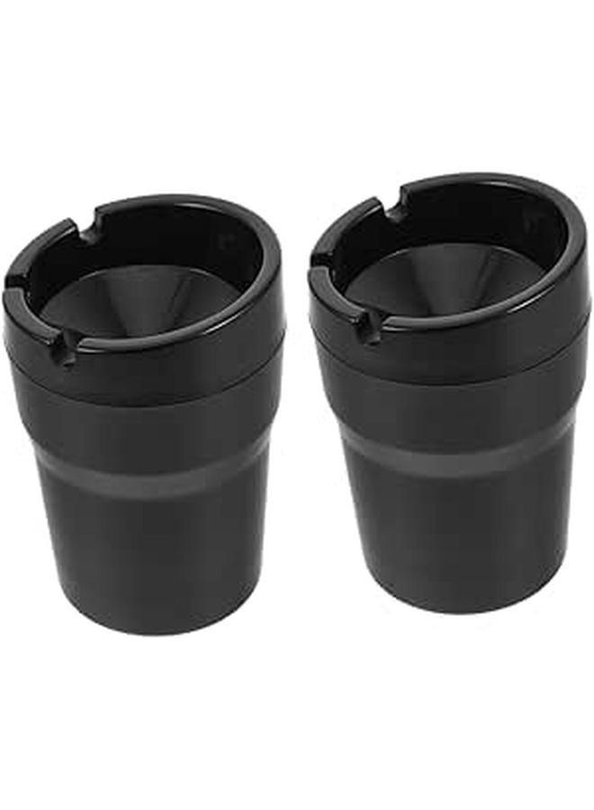 2pcs Portable Car Ashtrays With Lid Smokeless Design Fit Cup Holders - Image 1