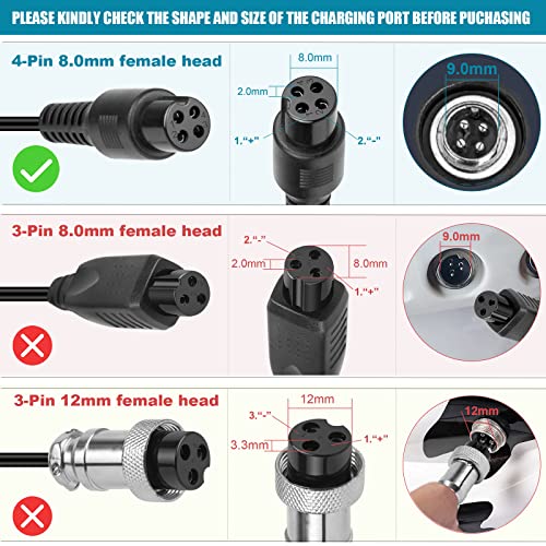 YAREMYEYE 63V 4 Prong Charger for Ninebot S (Not for S-Plus) / Mini PRO/Mini lite / L8 / One A1/ One S2/ S-MAX, N3M240, GoKart Kit, Gokart PRO, 4-Pin fits for Segway Ninebot Charger - Image 3