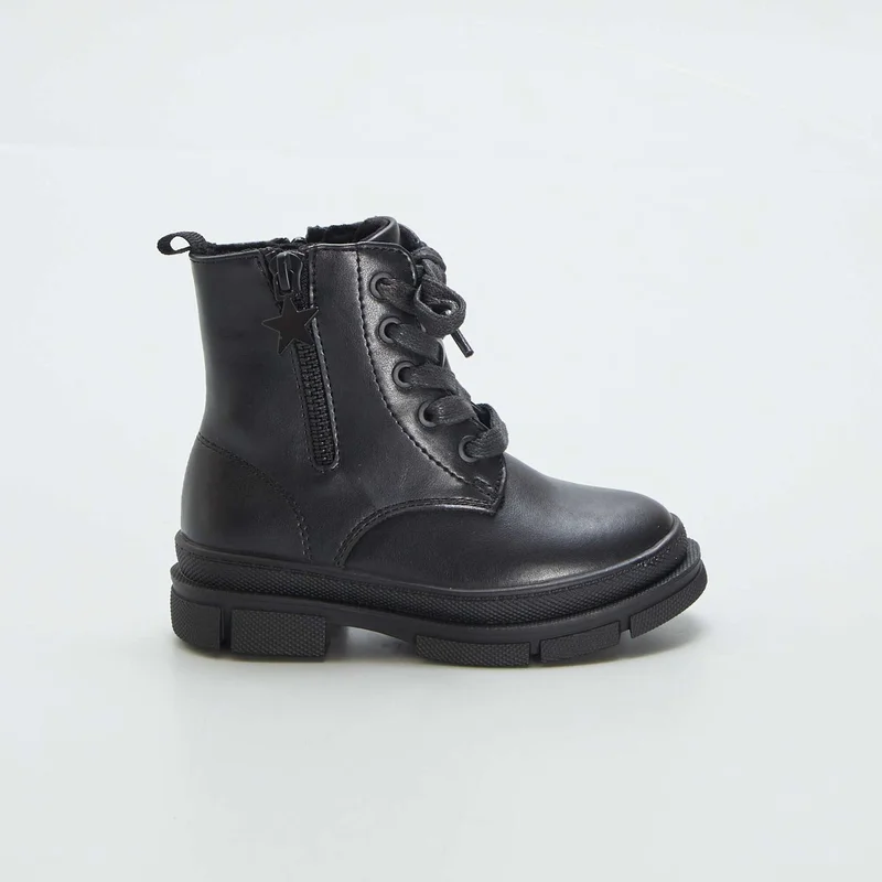 Ankle Boots With Laces And Fastening Black
